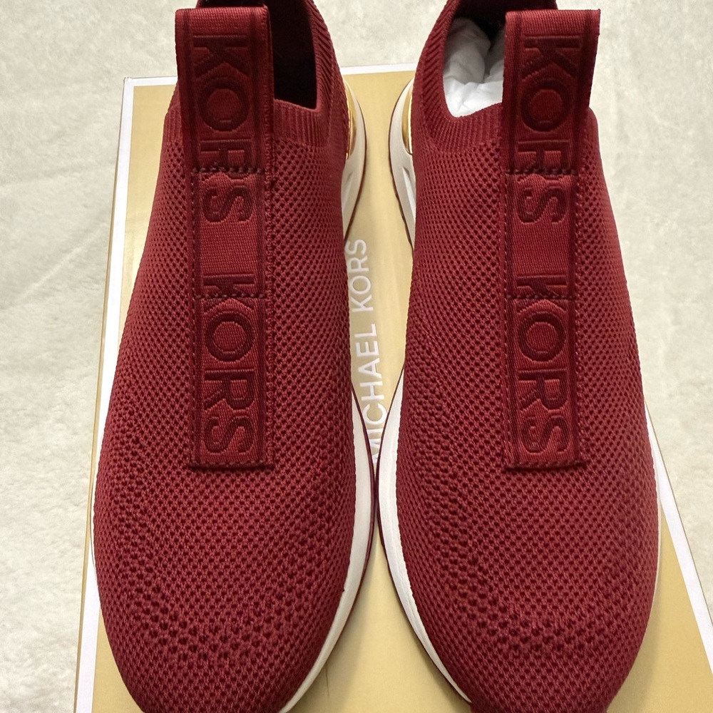 Michael Kors Women's Wine Red Knit Slip-On Sneakers